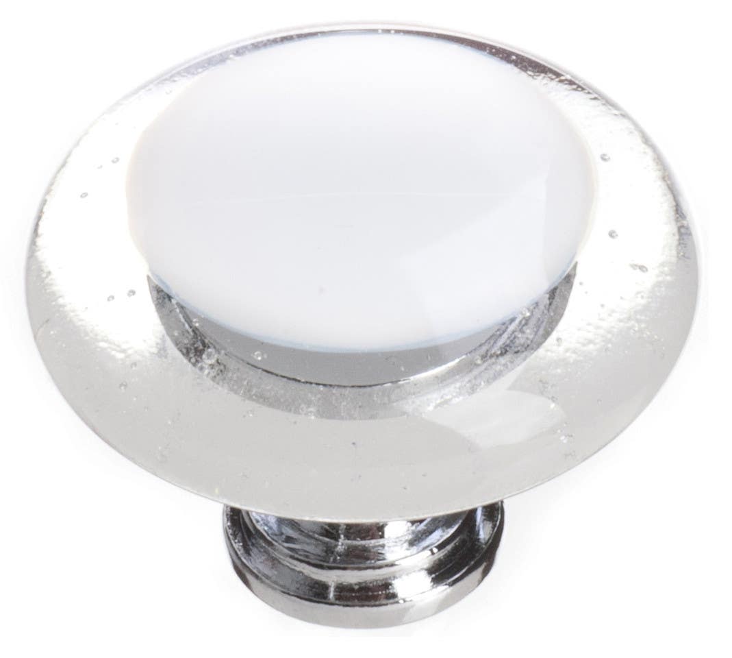 Sietto R-701 Reflective Round Glass Knob, White
