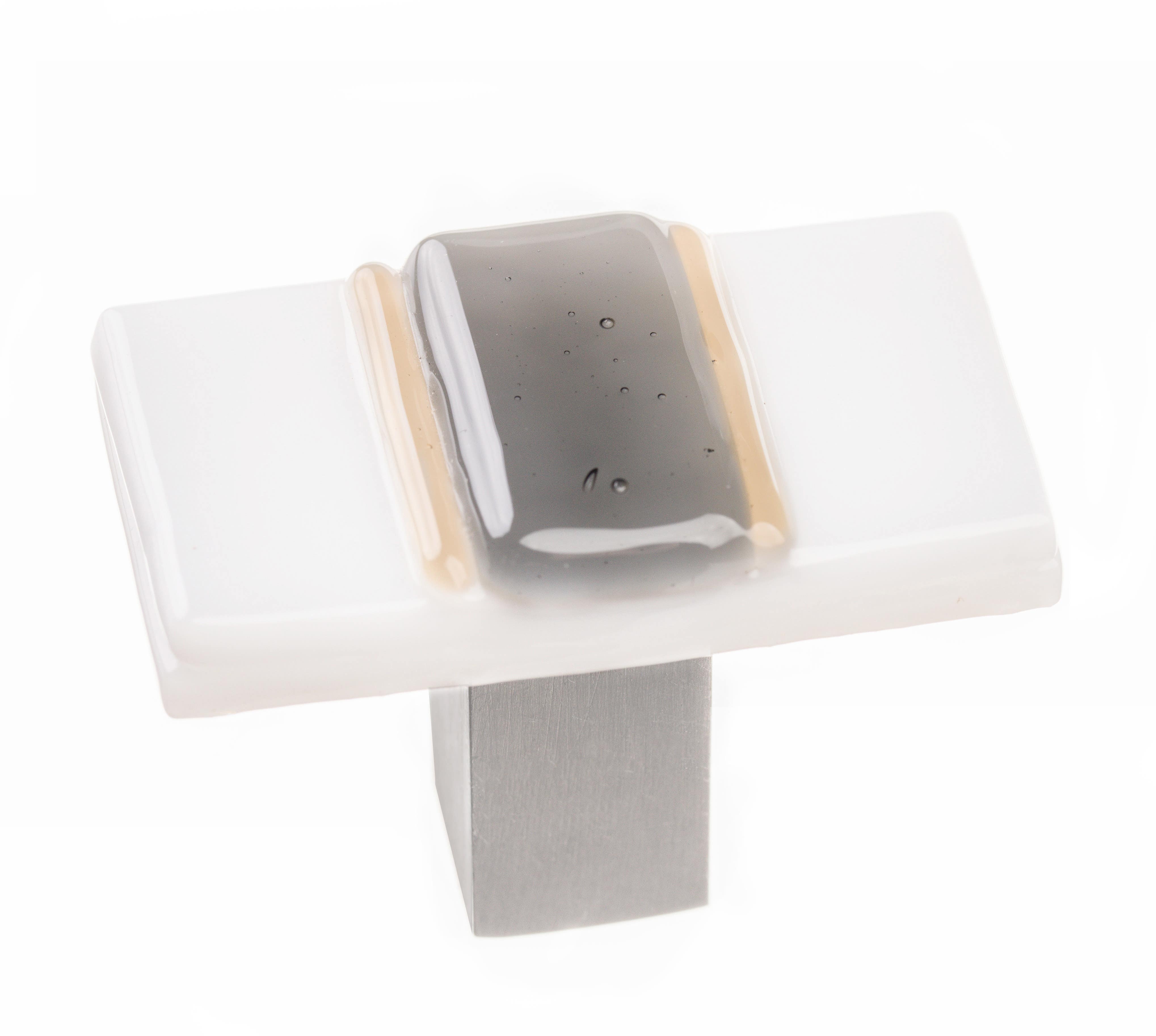 Sietto LK-1500-SN Bandwidth Long Knob, Top Finish-White, Base Finish-Satin Nickel