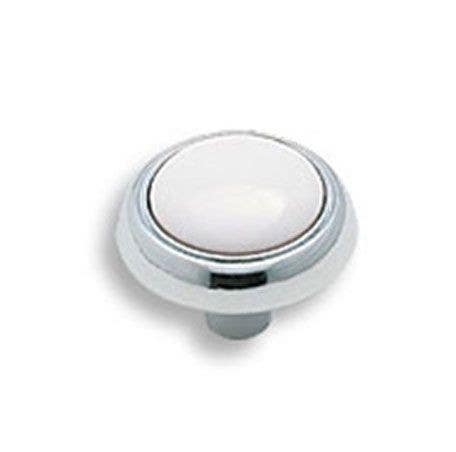 Amerock 262WCH Everyday Heritage Cabinet Knob, 1-3/16" Diameter, White/Polished Chrome