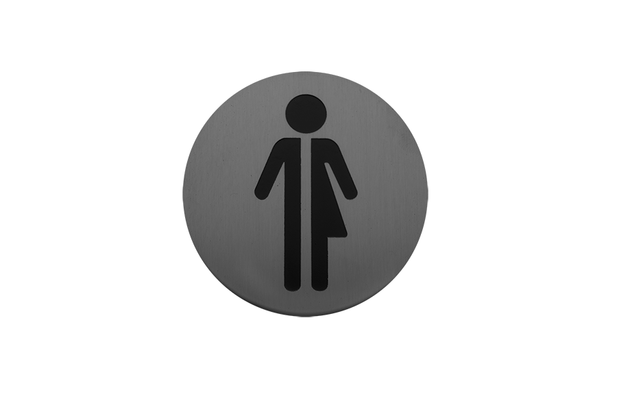 Linnea SGN-76R5-SSS Door Sign, Transgender, Round, Satin Stainless Steel