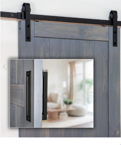 Ageless Iron BD-KIT-FLPULL Barn Door Kit Roller w/ Flush Pull In Black Iron