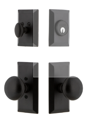 Ageless Iron VALKEP 68 Vale Short Plate Entry Set w/ Keep Knob, Black Iron