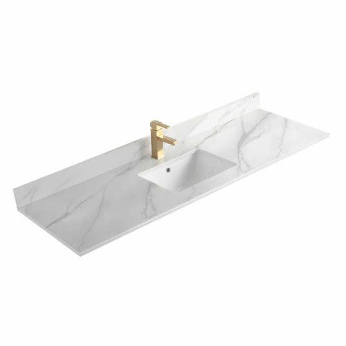 Fine Fixtures SS60CM Sintered Stone Countertop - Carrara Marble - Single Sink
