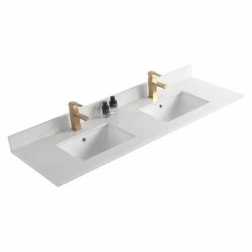 Fine Fixtures MT60-D Phoenix Stone Double Bowl Countertop - White