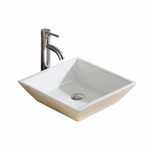 Fine Fixtures MV1616W Square Modern Vessel Sink