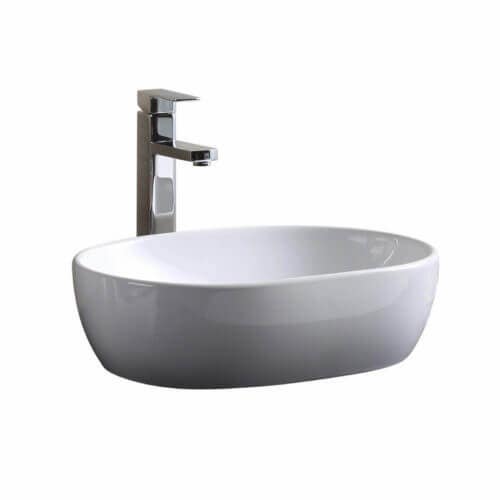 Fine Fixtures MV1914TE Modern Circular Elliptical Vessel in White - 19"x 14"