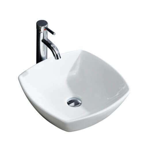 Fine Fixtures MV1717SW Modern Stylized Rectangular Vessel in White - 17" x17"