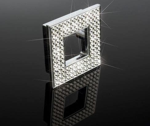 ZEN Design ZP0615.122 Diamond Swarovski Square Cabinet Knob, 2 3/8" W x 2 3/8" H, Finish-Polished Chrome