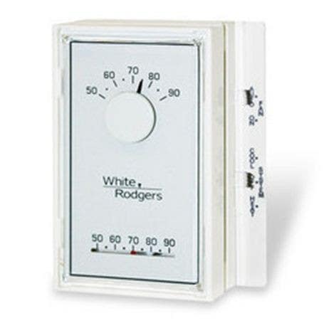 Chatham Brass 1E56N-444 Low Voltage Mechanical Thermostat, Universal Vertical Heat/Cool with heating or cooling 3-wire zone Mounting plate