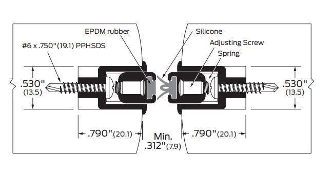 ZERO 56 Adjustable Mortised Meeting Stile, Solid Insert Intumescent