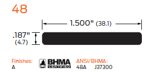 ZERO 48A Adjustable Threshold, Aluminum Plate 3/16" x 1 1/2"