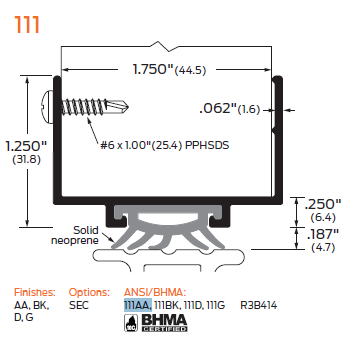 ZERO 111 Door Shoe/Neoprene
