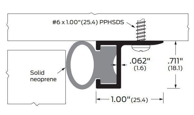 ZERO 272 Head & Jamb Gasketing, Door Stop/Neoprene