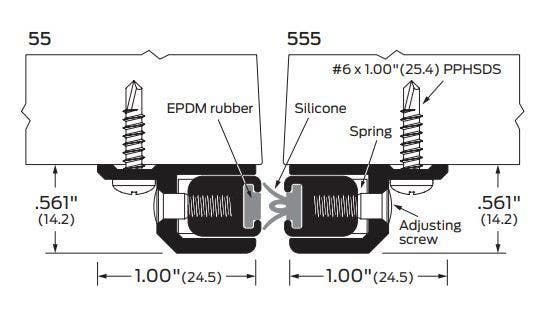 ZERO 555 Silicone Insert, Adjustable Surface Astragal - Meeting Stile