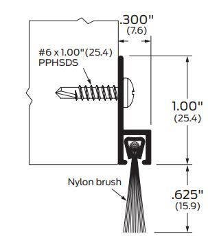 ZERO 8192 Door Sweep, .625" Long Brush