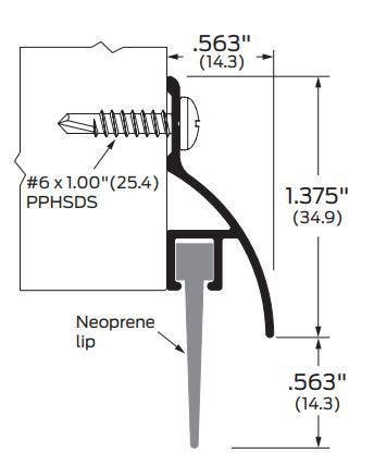 ZERO 8197 Door Sweep, Drip Cap/Neoprene