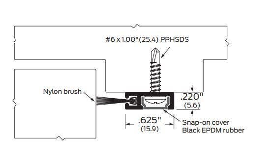 ZERO 8879 Surface-Mounted Meeting Stiles For Beveled Door, Brush Seal/Adhesive
