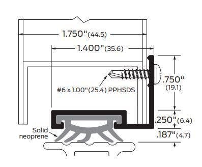 ZERO 153N Door Shoe, Thin Neoprene - Five Finger Extrusion
