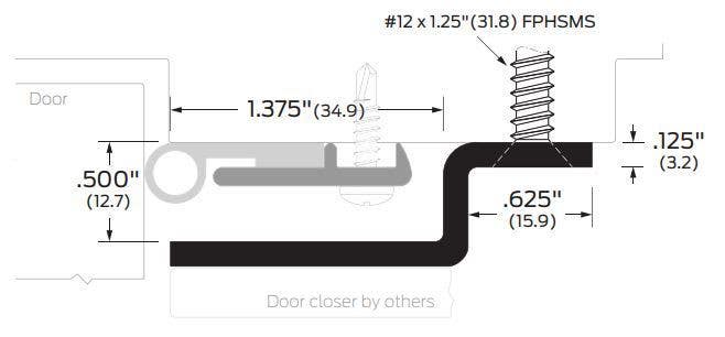 ZERO 328SPB Door Closer Mounting Bracket, 6", Finish-Steel Prime Painted