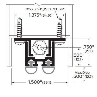 ZERO 355AA Mortised Automatic Door Bottom, Regular Duty,Finish-Clear Anodized