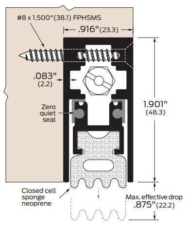 ZERO 362 Automatic Door Bottom, Heavy Duty