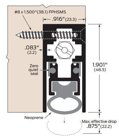 ZERO 366 Automatic Door Bottom, Heavy Duty