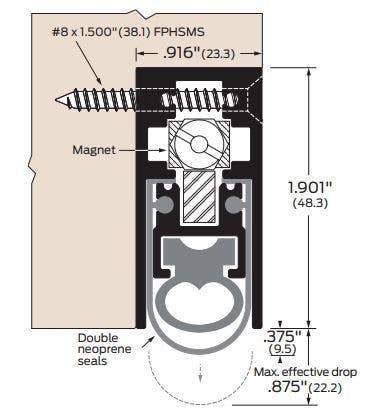 ZERO 368 Automatic Door Bottom, Heavy Duty, Acoustic Sound Reduction