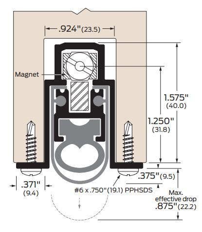 ZERO 369AA Mortised Automatic Door Bottom, Heavy Duty, Acoustic Sound Reduction,Finish-Clear Anodized