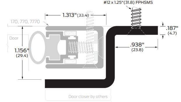 ZERO 770SPB Door Closer Mounting Bracket, 6", Finish-Steel Prime Painted