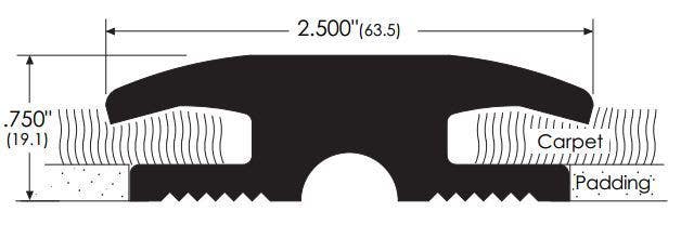 ZERO 1685R Rubber Carpet Divider Threshold, 2.5"
