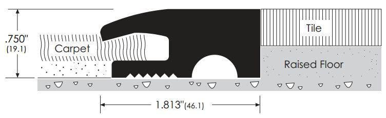 ZERO 1686R Rubber Carpet Divider Threshold, 1.813"