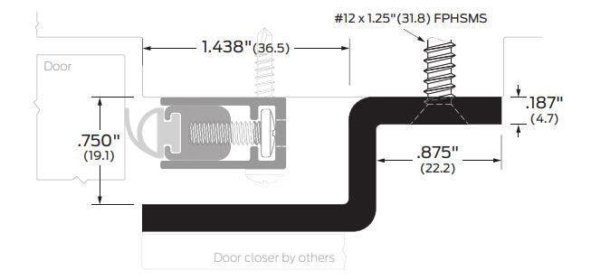 ZERO 870SPB Door Closer Mounting Bracket, 6", Finish-Steel Prime Painted