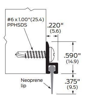 ZERO 8194N Door Sweep, .53" Long Lip Seal - EPDM