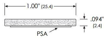 ZERO 8780N Self-Adhesive Weatherstripping, Neoprene/PSA, 1" x .094"
