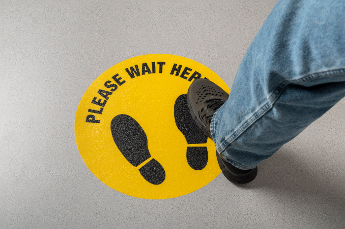 Mutual Industries 27000 Social Distancing Larger 18" Anti-Skid Floor Decals Red/White