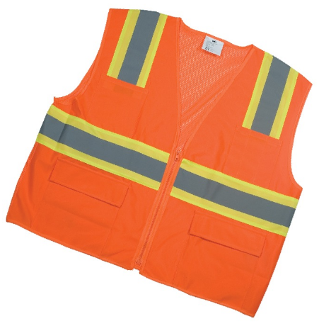 Mutual Industries 16368 Class 2 Orange Surveyor 4" Lime/Silver/Lime Pouch Pockets
