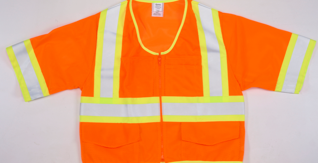 Mutual Industries 16393 Class 3 ANSI Orange Mesh 4" Lime/Silver/Lime Pocket