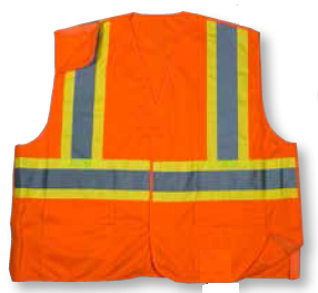 Mutual Industries 16389 Class 2 ANSI Orange Tearaway 4" Lime Silver Lime Pouch Pockets