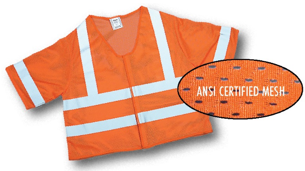 Mutual Industries 16362 Class 3 Vest Orange Mesh 2" Silver