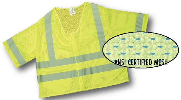 Mutual Industries 16364 Class 3 Vest Lime Mesh 2" Silver
