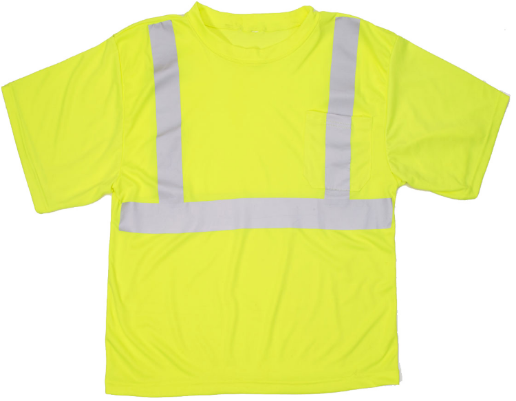 Mutual Industries 16355 Class 2 Lime Mesh T-Shirt Pocket 2" SILver
