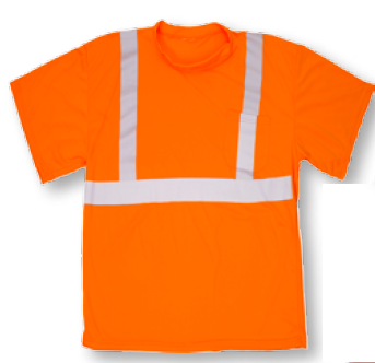 Mutual Industries 16357 Class 2 Orange Mesh T-Shirt Pocket 2" Silver