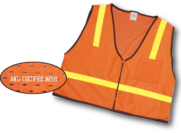 Mutual Industries 16310 Class 1 ANSI Lime Mesh Black Survest 138 White