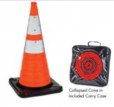 Mutual Industries 17731 Orange Collapsible Traffic Cone Rubber Base