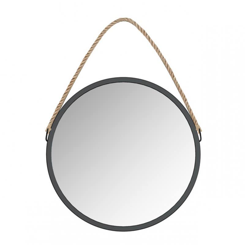 Bain Signature Bolzano Floating Round Metal Framed Mirror with Rope
