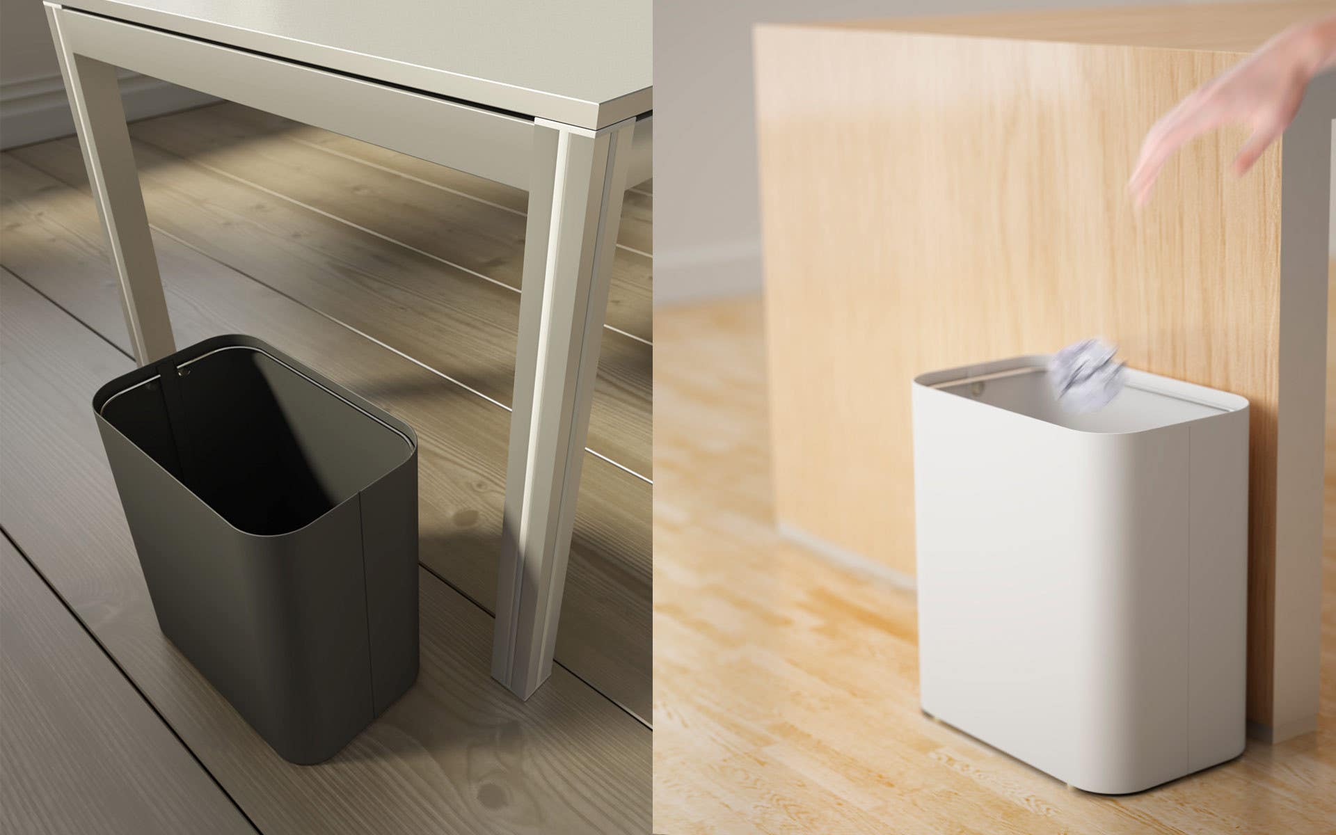 Magnuson DROP Textured Painted Steel Waste Bin With Internal Stainless Bag Ring,Textured White