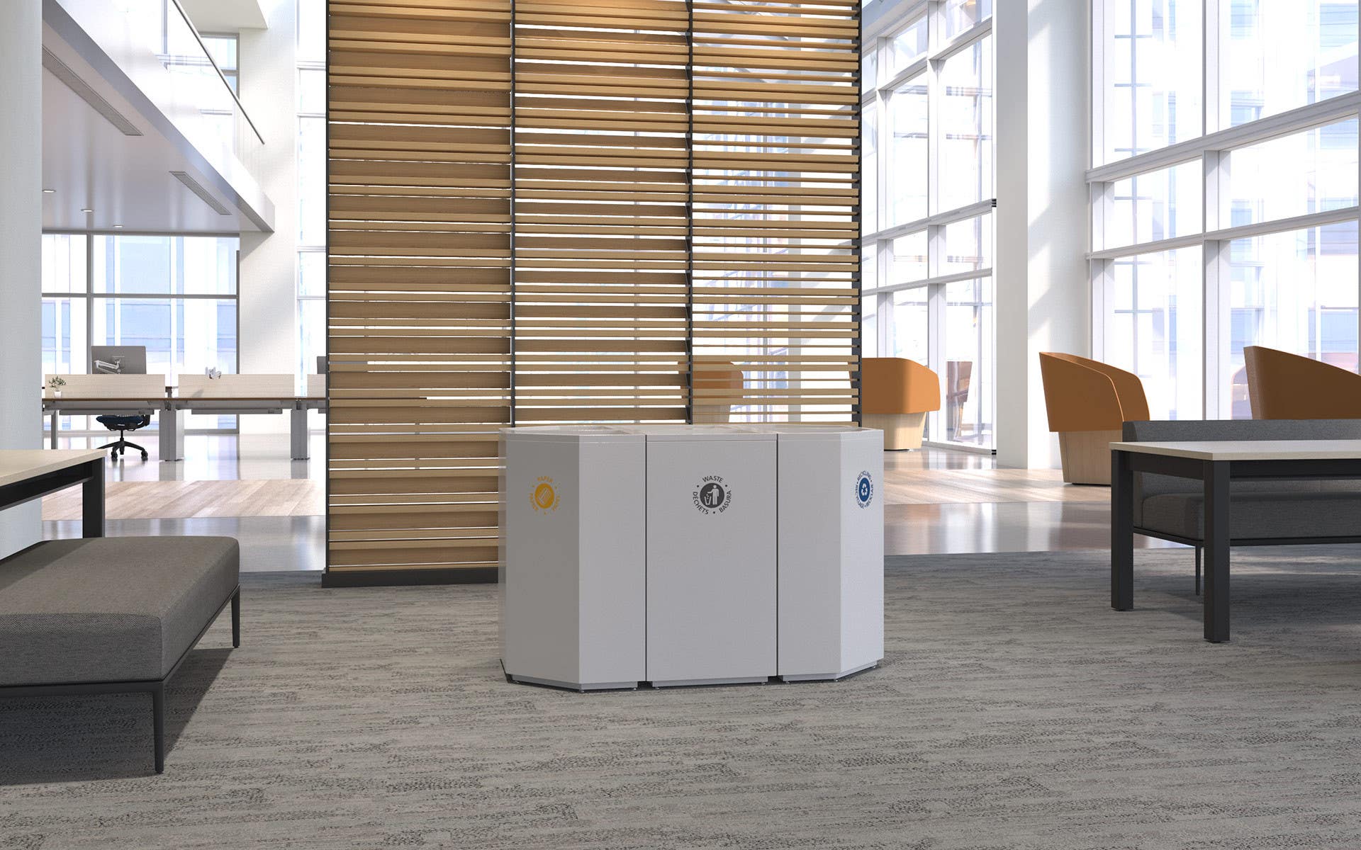 Magnuson VA18 Valuta Painted Steel Body Waste Receptacle With Internal Rigid Liner