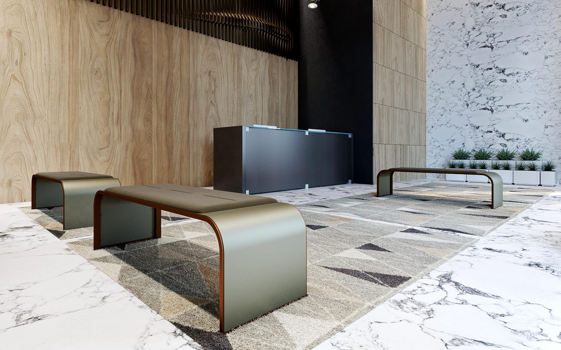 Magnuson RESPIT-01C Painted Steel Bench With Cusion For Indoor Environments