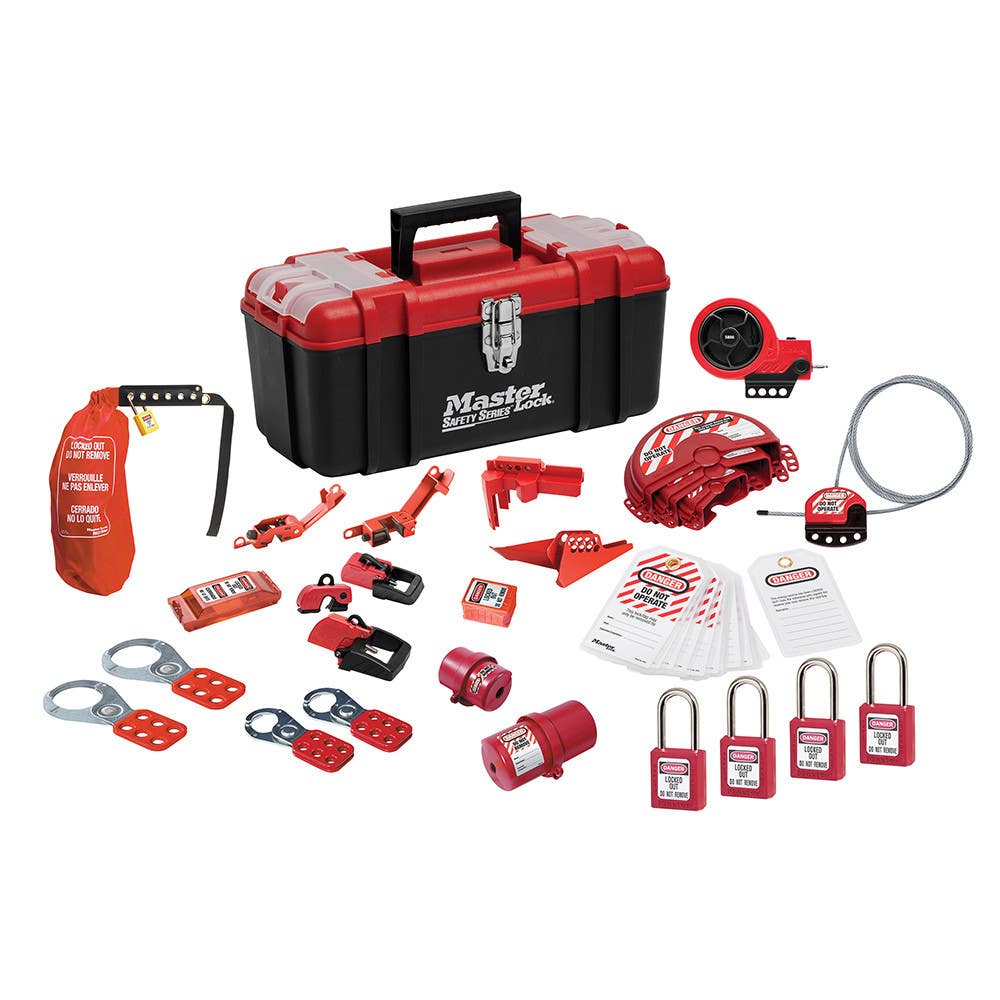 Master Lock 1457VE410KA Lockout Toolbox with Electrical Lockout Kit & Plastic Locks – Toolbox