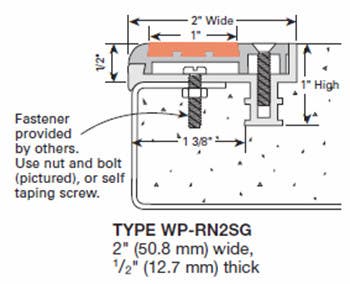 Wooster WP-RN2-SG-NO Profiles For New Concrete Stairs And For Steel Pan 1/2" Thick Two Stage Sections No Wood Insert Supplied